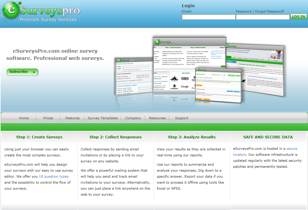eSurveysPro home page